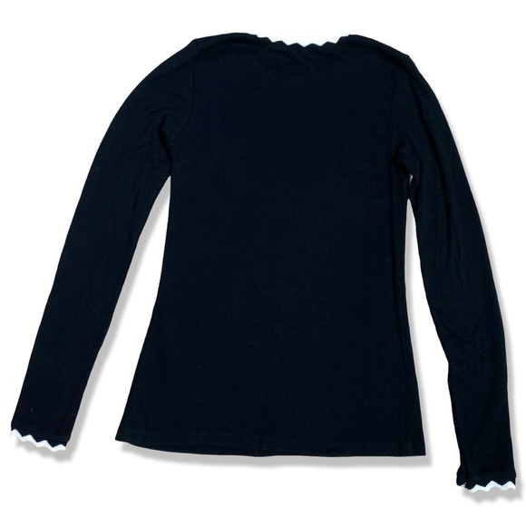 ⭐️ZARA Black and White Ric Rac Trim Knit Top - Picture 2 of 6
